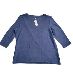 Top Ligne Blue Asymmetrical Buttons Long Sleeve Light Weight Sweater!